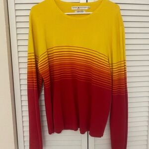 Tommy Hilfiger women sunset Yellow and Red Striped Sweater size XL